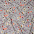 Grey Floral Printed Viscose Crepe 110cm