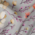 Grey Floral Printed Viscose Crepe 110cm