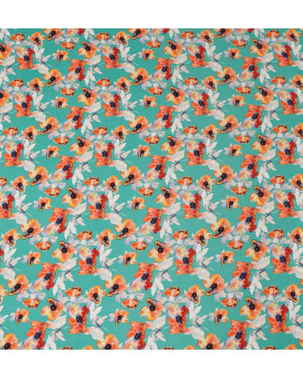 Green Floral Printed Viscose Crepe 110cm