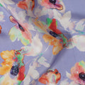Purple Floral Printed Viscose Crepe 110cm