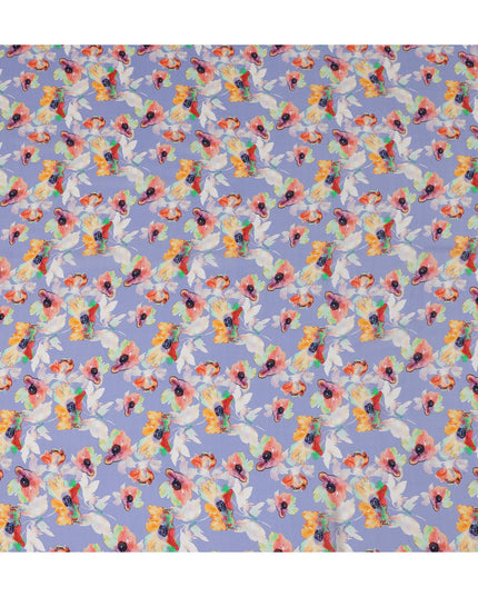 Purple Floral Printed Viscose Crepe 110cm