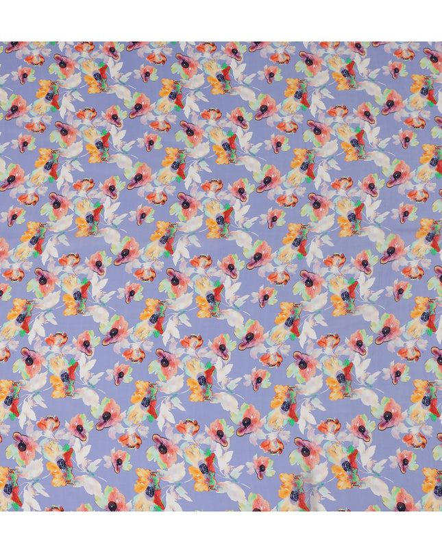 Purple Floral Printed Viscose Crepe 110cm
