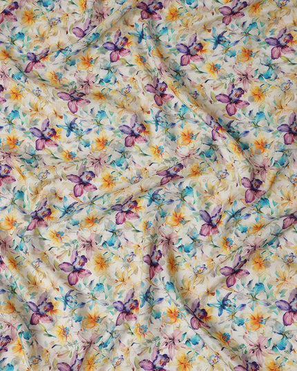 Multicolor Floral Jacquard Viscose Crepe 110cm