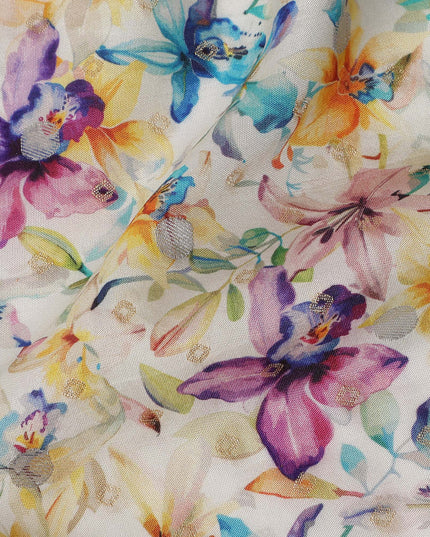 Multicolor Floral Jacquard Viscose Crepe 110cm