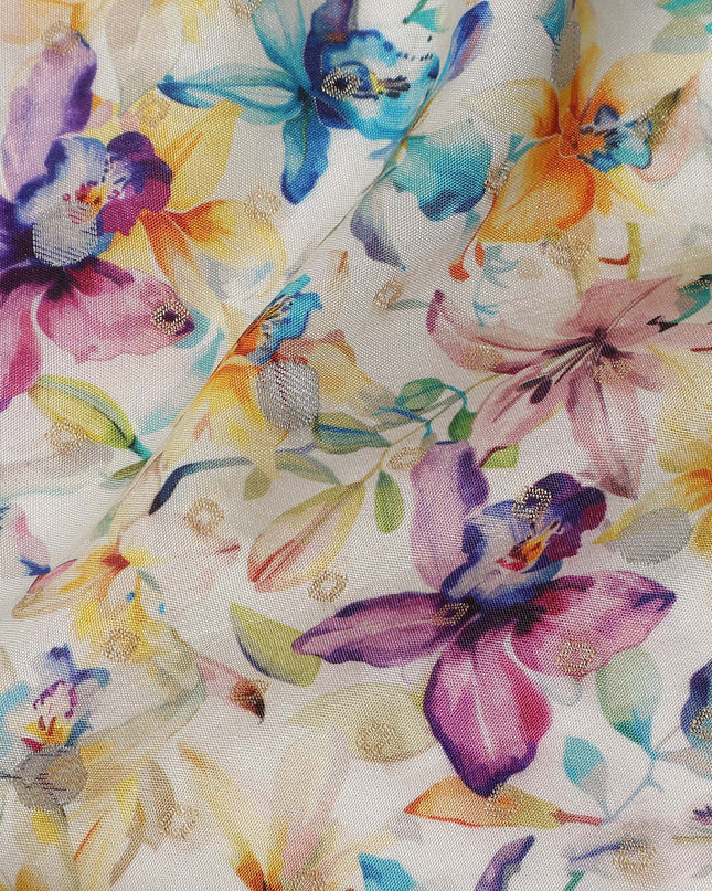 Multicolor Floral Jacquard Viscose Crepe 110cm