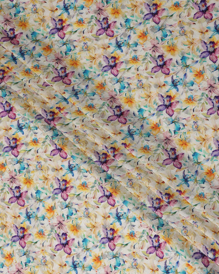 Multicolor Floral Jacquard Viscose Crepe 110cm
