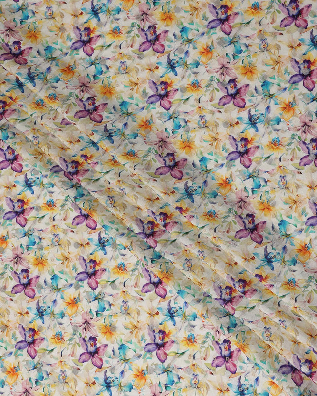 Multicolor Floral Jacquard Viscose Crepe 110cm