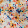 White Floral Viscose Crepe Fabric 110cm - 0644944