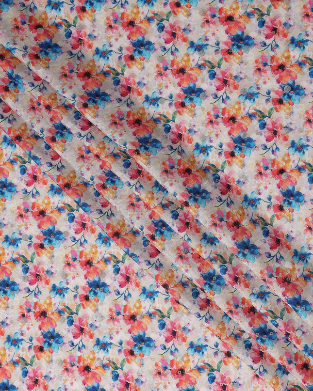 Pink Floral Jacquard Viscose Crepe 110cm