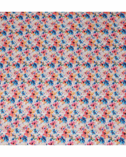 Pink Floral Jacquard Viscose Crepe 110cm