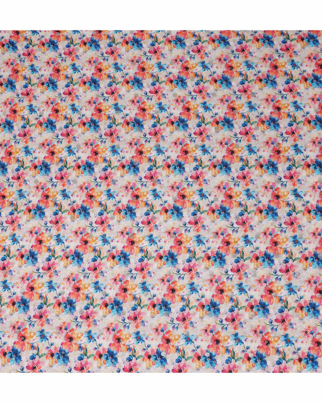Pink Floral Jacquard Viscose Crepe 110cm