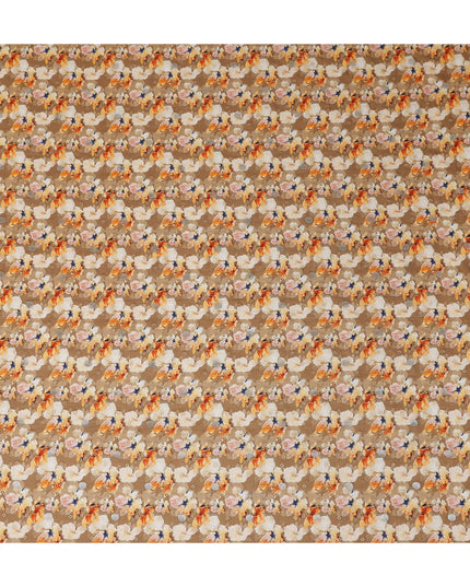 Beige Floral Jacquard Viscose Crepe 110cm