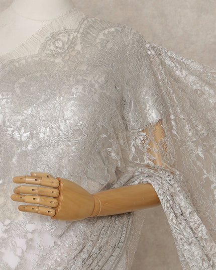 Light Pink Premium French Metallic Chantilly Lace Saree – 5.5 Meters Fabric Length, Width 110 cm, Imported from France  & Blouse Not Included-D26582