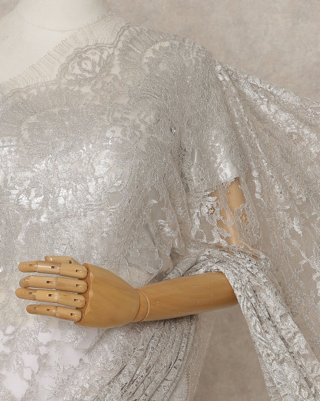 Light Pink Premium French Metallic Chantilly Lace Saree – 5.5 Meters Fabric Length, Width 110 cm, Imported from France  & Blouse Not Included-D26582