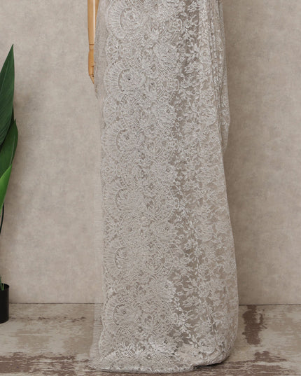 Light Pink Premium French Metallic Chantilly Lace Saree – 5.5 Meters Fabric Length, Width 110 cm, Imported from France  & Blouse Not Included-D26582