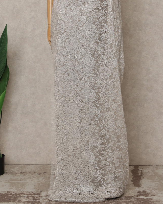 Light Pink Premium French Metallic Chantilly Lace Saree – 5.5 Meters Fabric Length, Width 110 cm, Imported from France  & Blouse Not Included-D26582