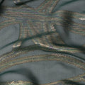 Dark Green Abstract Silk Chiffon Fabric with Metallic Lurex, 140 Cms, South Korea-D25489