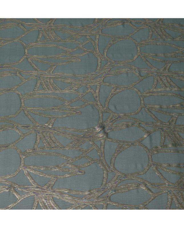 Dark Green Abstract Silk Chiffon Fabric with Metallic Lurex, 140 Cms, South Korea-D25489