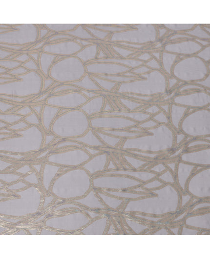 Grey Abstract Silk Chiffon Fabric with Metallic Lurex, 140 Cms, South Korea-D25488