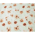 Mint Green Pure Silk Satin Fabric with Brown Floral Print, 140 Cms Width, South Korea-D25357
