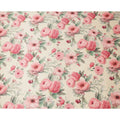 Cream Pure Silk Satin Fabric with Pink and Red Floral Print, 140 Cms Width, South Korea-D25359