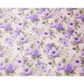 Ivory Pure Silk Satin Fabric with Purple Floral Print, 140 Cms Width, South Korea-D25356