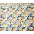 Lavender Pure Silk Satin Fabric with Yellow and White Floral Print, 140 Cms Width, South Korea-D25363