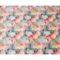 Blue Pure Silk Satin Fabric with Multicolor Floral Print, 140 Cms Width, South Korea-D25362