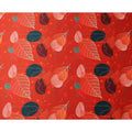 Red Pure Silk Satin Fabric with Abstract Leaf and Geometric Print, 140 Cms Width, South Korea-D25360