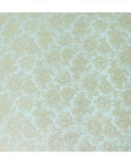 Mint Green Floral Silk Chiffon Garbasaar Metallic Lurex