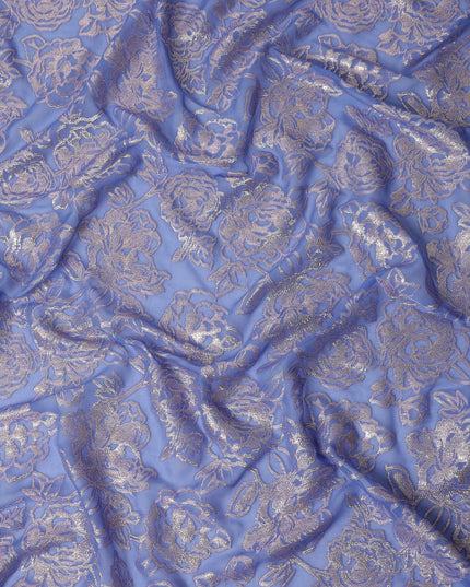 Blue Bouquet Silk Chiffon Garbasaar 2 Meter Piece
