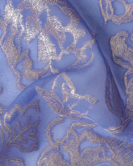 Blue Bouquet Silk Chiffon Garbasaar 2 Meter Piece