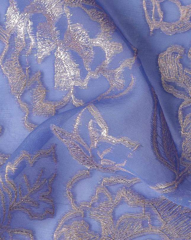 Blue Bouquet Silk Chiffon Garbasaar 2 Meter Piece