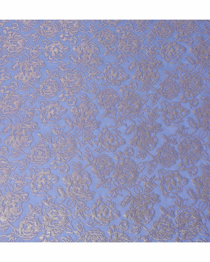 Blue Bouquet Silk Chiffon Garbasaar 2 Meter Piece