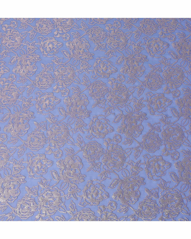 Blue Bouquet Silk Chiffon Garbasaar 2 Meter Piece