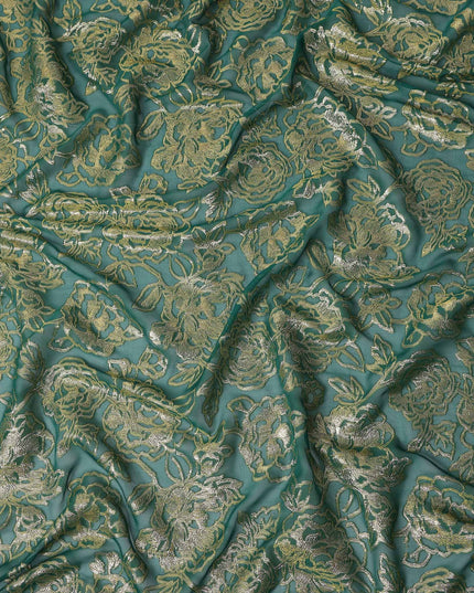 Green Bouquet Silk Chiffon Garbasaar 2 Meter Piece