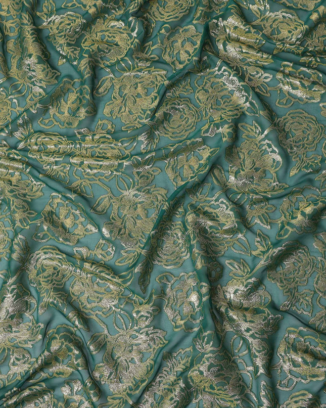 Green Bouquet Silk Chiffon Garbasaar 2 Meter Piece