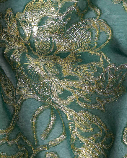 Green Bouquet Silk Chiffon Garbasaar 2 Meter Piece