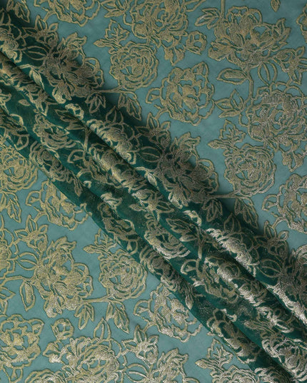 Green Bouquet Silk Chiffon Garbasaar 2 Meter Piece