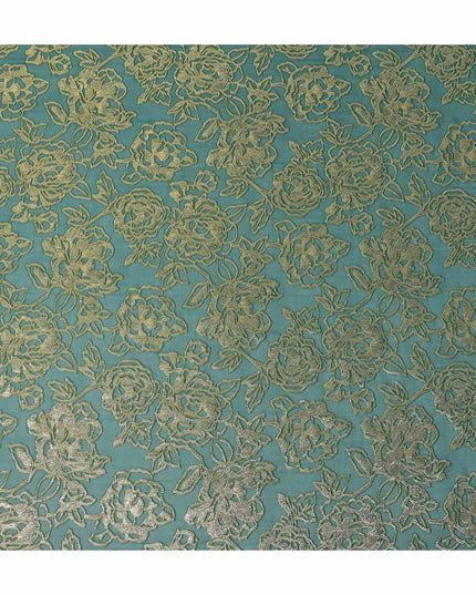 Green Bouquet Silk Chiffon Garbasaar 2 Meter Piece