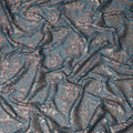 Teal Blue Floral Silk Chiffon Garbasaar Metallic Lurex