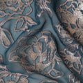 Teal Blue Floral Silk Chiffon Garbasaar Metallic Lurex