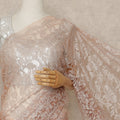 Blush Peach Premium French Chantilly Saree Lace Fabric 110 Cms Width 5.5 Meters Piece Elegant Floral Net Lace From France For Designer Sarees And Couture Draping-D27689