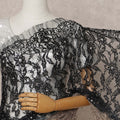 Black and Bronze Premium French Ombre Chantilly Lace Saree with Stone Work – 5.5 Meters Length, 110 Cms Width, Crafted in France-D26109
