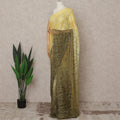Yellow and Olive Premium French Ombre Chantilly Lace Saree with Stone Work – 5.5 Meters Length, 110 Cms Width, Crafted in France-D26105