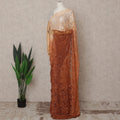 Peach and Copper Premium French Ombre Chantilly Lace Saree with Stone Work – 5.5 Meters Length, 110 Cms Width, Crafted in France-D26106