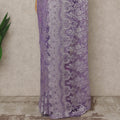 Lavender Purple Premium French Metallic Chantilly Lace Saree with Stone Work, 5.5 Mtrs Length, 110 Cms Width, Made in France-D27155