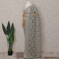 Silver Grey Gold-Fleck French Chantilly Lace Saree