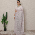 Lavender Pink Premium French Metallic Chantilly Saree Lace, 5.5 Mtrs Length, 110 Cms Width, Made in France-D24448 - Regal Fabrics