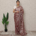Wine Gold Premium French Metallic Chantilly Saree Lace, 5.5 Mtrs Length, 110 Cms Width, Made in France-D24450